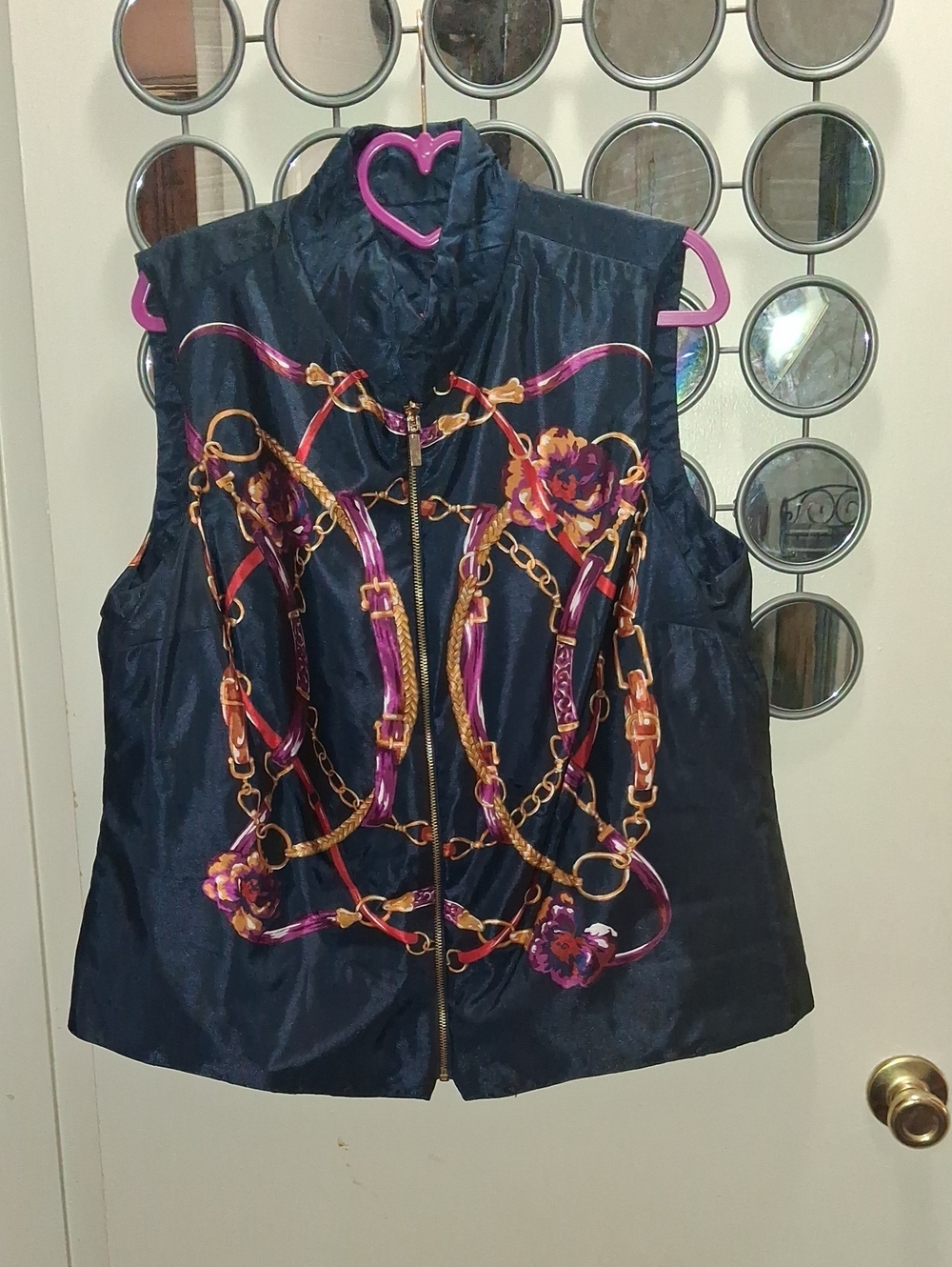 NAVY REVERSIBLE MULTICOLORED QUILTED Vest